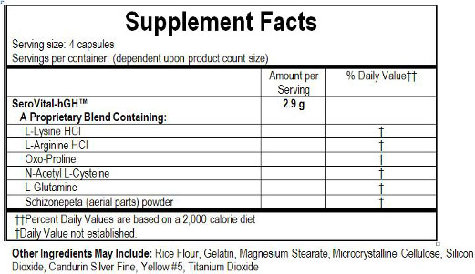 SeroVital-hGH - Ingredients