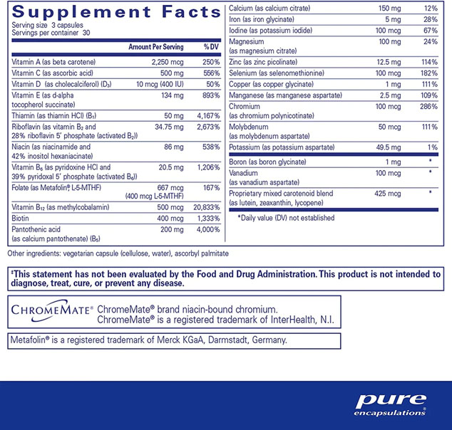 nutrient 950 multivitamin ingredients