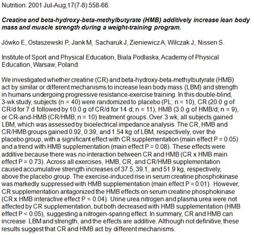 bodybuilding supplements - creatine plus hmb research