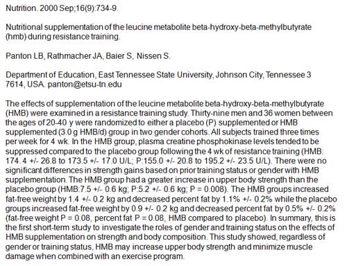 bodybuilding supplements - hmb study 2000