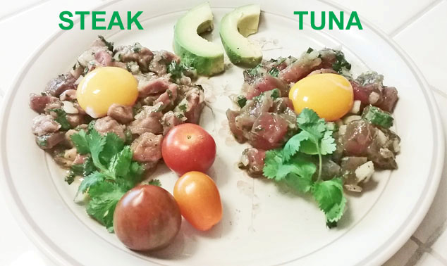 simple tartare recipe dishes - steak and tuna