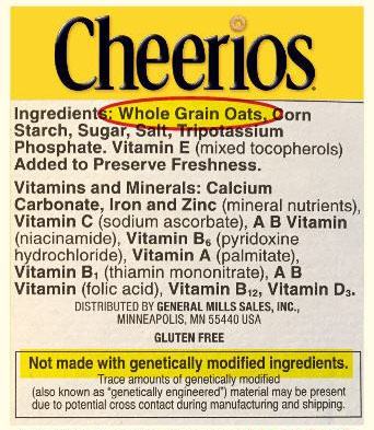 cheerios label