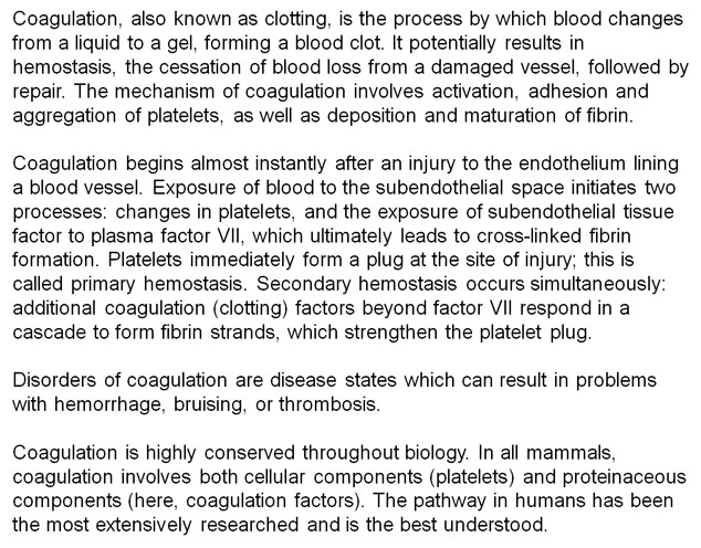 blood coagulation on Wikipedia